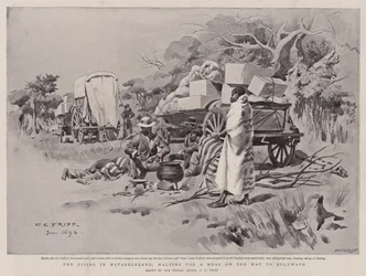 La rivolta in Matabeleland, sosta per un pasto sulla strada per Buluwayo